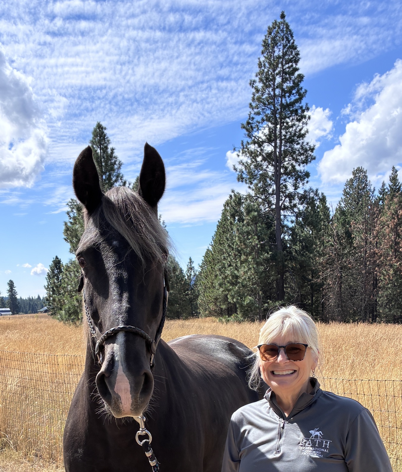 Julia Pond with one of her geldings